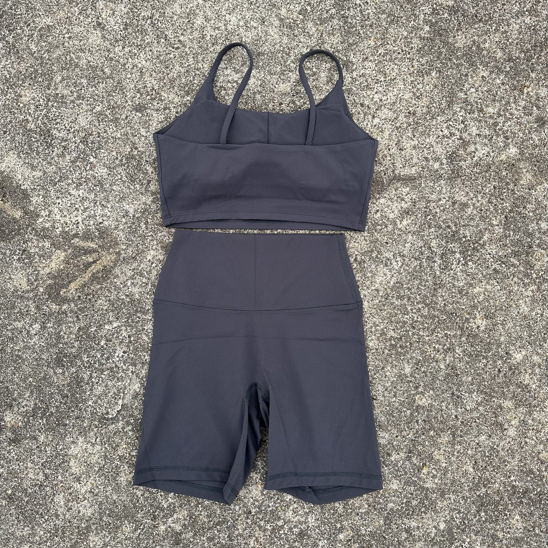 Women's Tight Stretch Yoga Shorts suit U-Shaped Camisole Outer Wear Sports Underwear gym yoga set