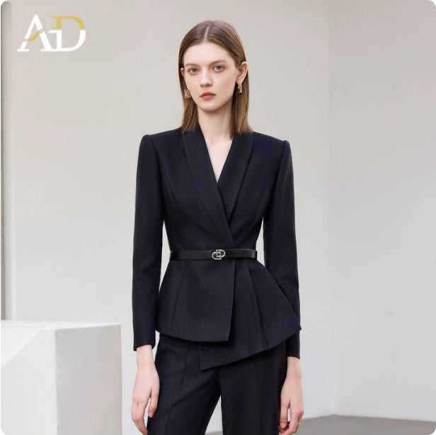 Ad2026 New Style Professional Women's Suit Autumn Long-Sleeved Suit Jacket Flared Pants Two-Piece Work Clothes Formal Wear
