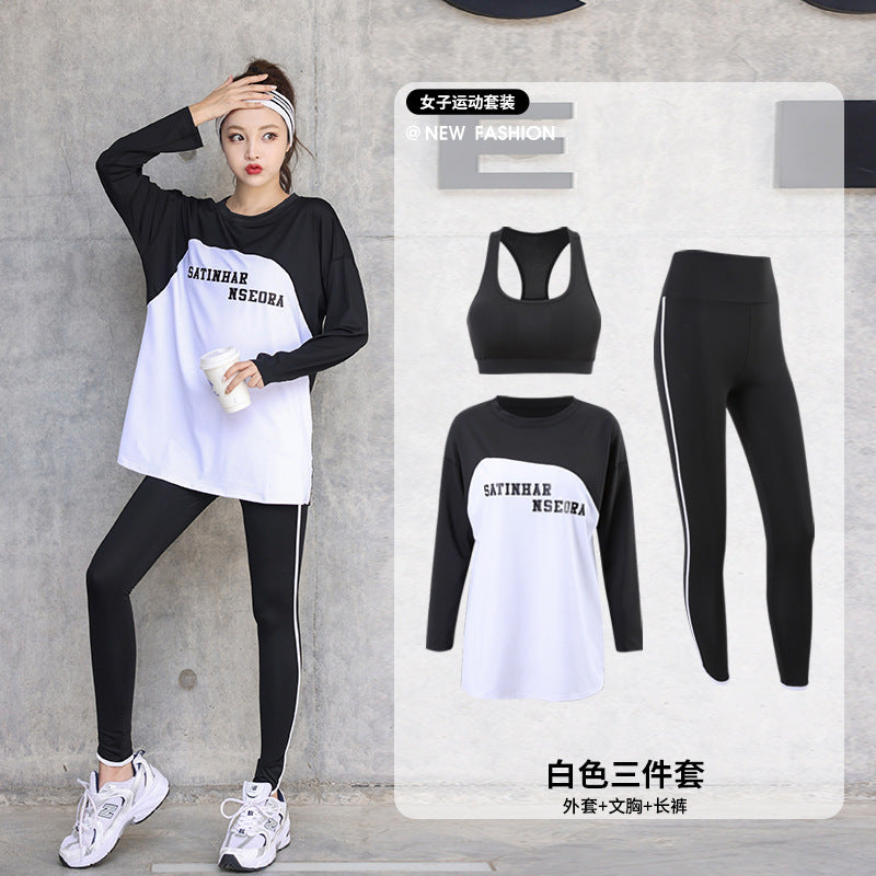 2025 Fashionable New Large Size Spring and Summer Yoga Clothing Suit Women's Running Sports Gym Morning Running Fat mm Clothes