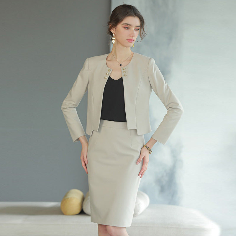 Spring and Autumn New Style Chanel Style Short Small Suit Suit Goddess Style High-end Professional Dress Dress Workplace Work Clothes