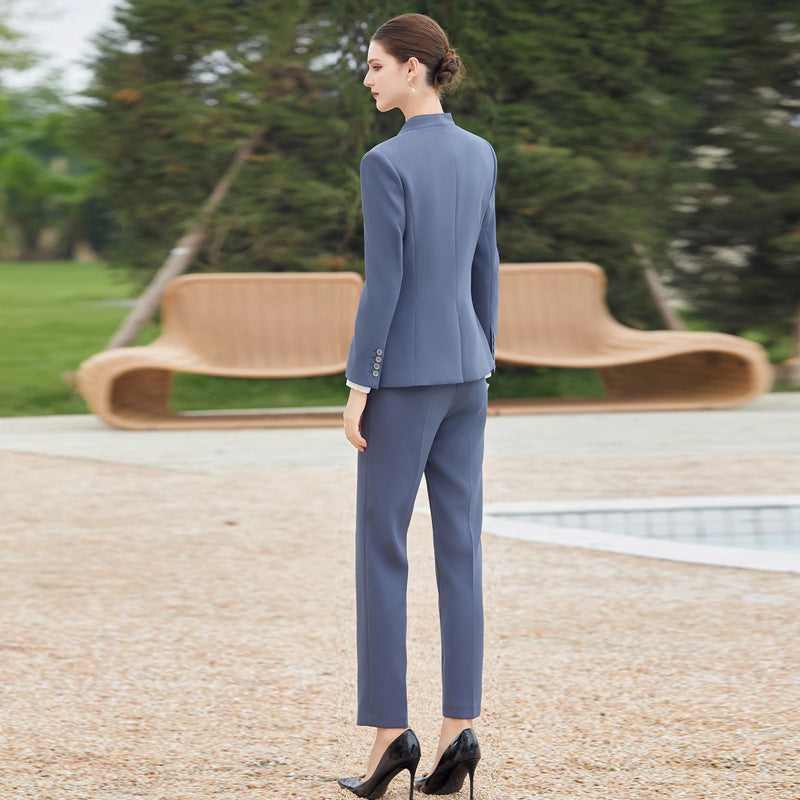 AD High-end Collarless Suit Coat Women's Business Wear Two-piece Set Slim-fit Slimming Cropped Pants Work Clothes Dress