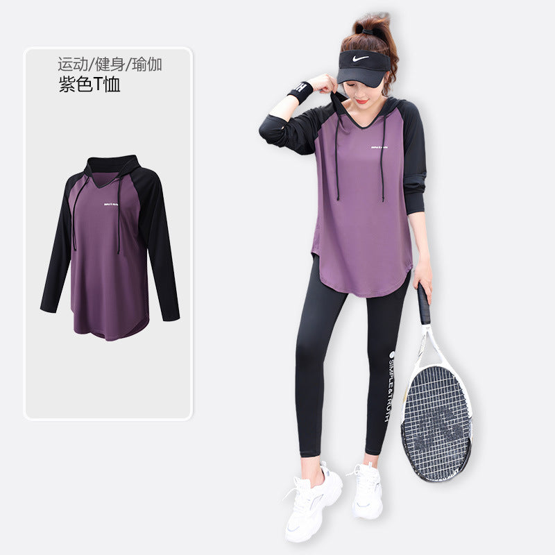Yoga Fitness Clothes suit Sports Running Gym plus size chubby girl Covering Belly Slimming Relaxed-fit Korean Style