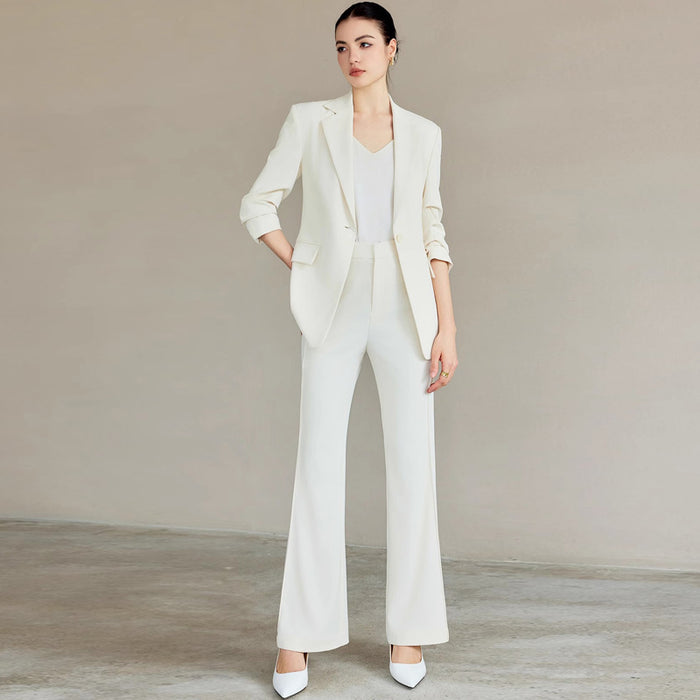 Spring and Autumn New High-End White-Collar Suit Suit White One-Button Suit Pants Female President Formal Work Clothes