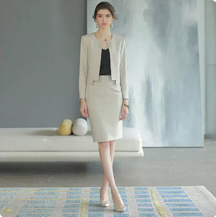 Spring and Autumn New Style Chanel Style Short Small Suit Suit Goddess Style High-end Professional Dress Dress Workplace Work Clothes