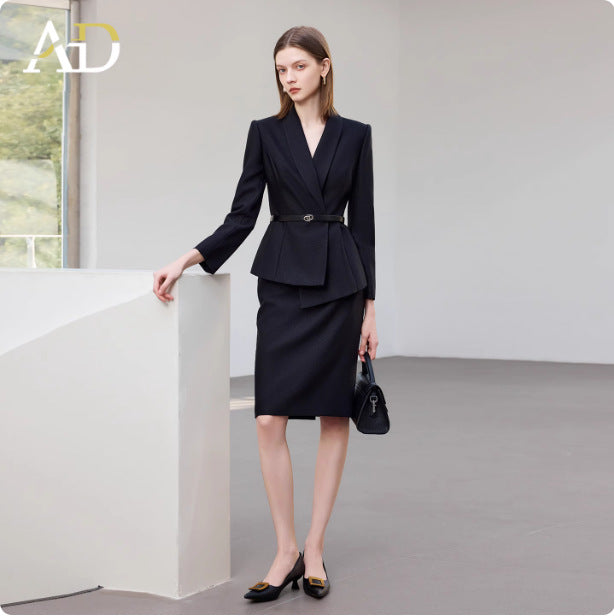 Ad2026 New Style Professional Women's Suit Autumn Long-Sleeved Suit Jacket Flared Pants Two-Piece Work Clothes Formal Wear