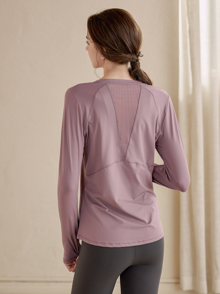 Yoga clothes women's long-sleeved workout clothes T-shirt breathable running professional workout clothes morning running workout clothes top spring and autumn