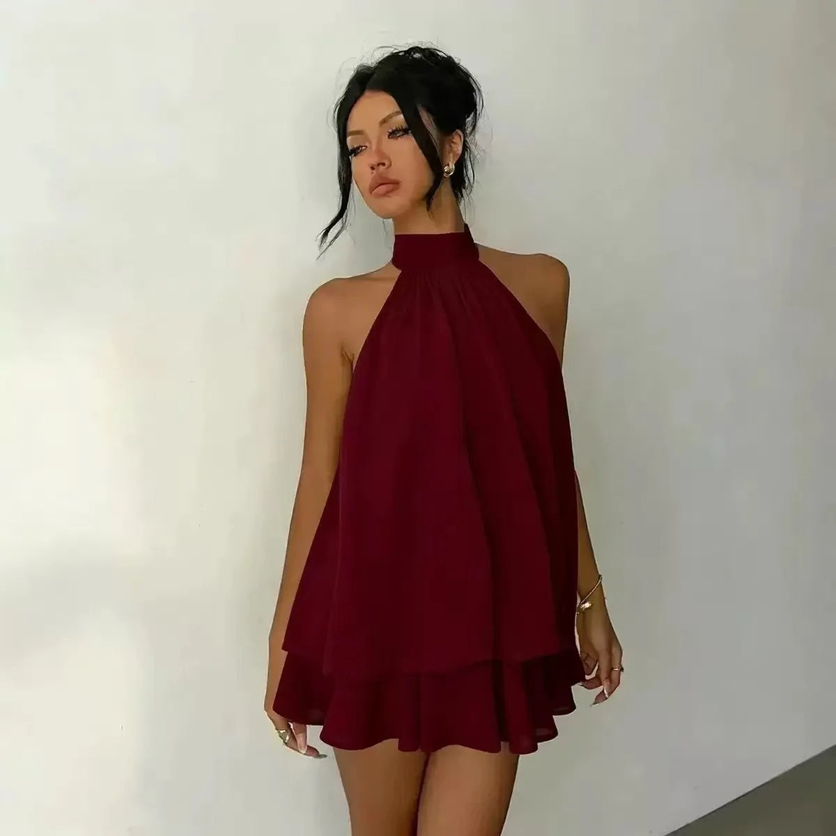 Women's Casual Dresses Woman Clothes Elegant Party Solid-color Beachwear Slim-fitting Sexy Backless Skirt Dress Female Clothing