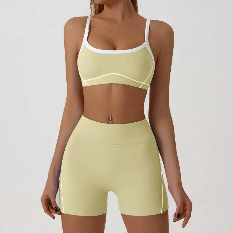 Yoga Sport Outfit For Woman Fitness Women's Two Pieces Short Pant Sets Suits Tracksuit Sportswear Woman Gym Yoga Workout Clothes