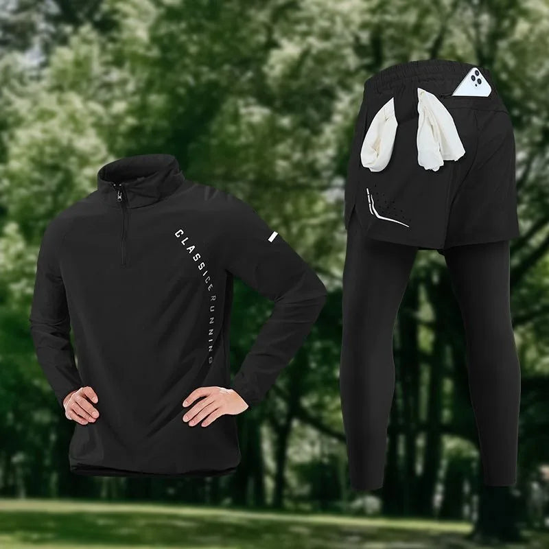Men's Gym Sets Outdoor Sports Tops Pants Trendy Youth Windbreaker Breathable Tracksuits Jogging Training Wear Quality Clothing