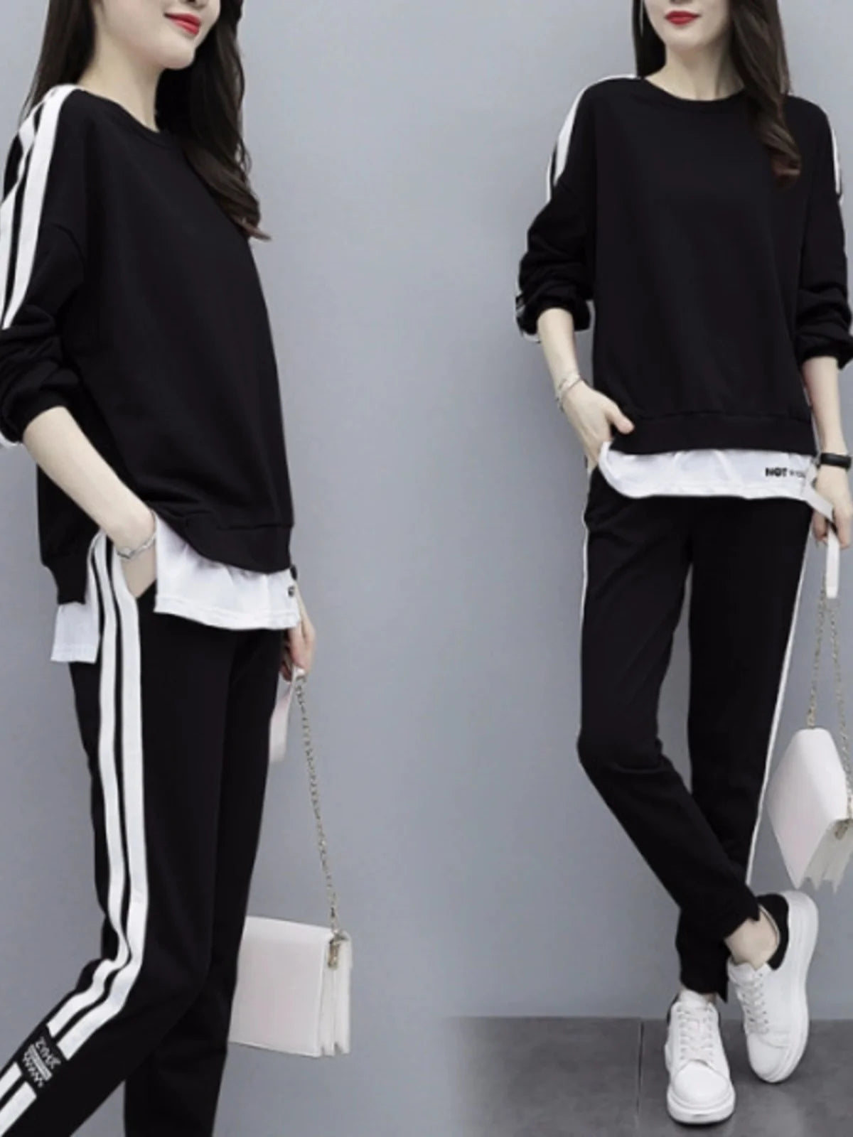 Fashionable Loose Sportswear Set Sweatshirt Long Pants Two-Piece Set Large Size Spring New Style Popular Casual Streetwear