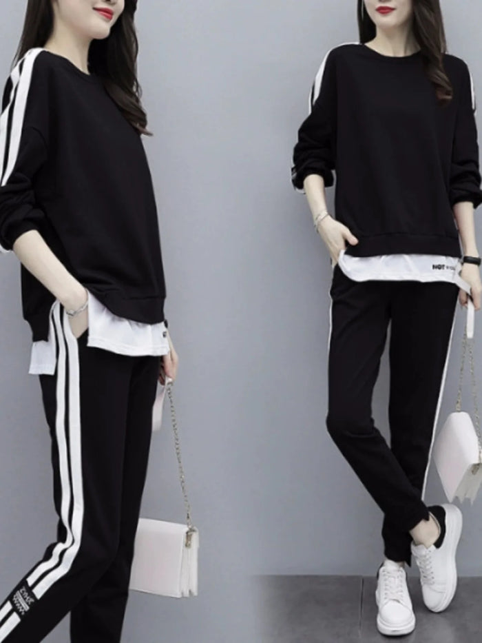 Fashionable Loose Sportswear Set Sweatshirt Long Pants Two-Piece Set Large Size Spring New Style Popular Casual Streetwear