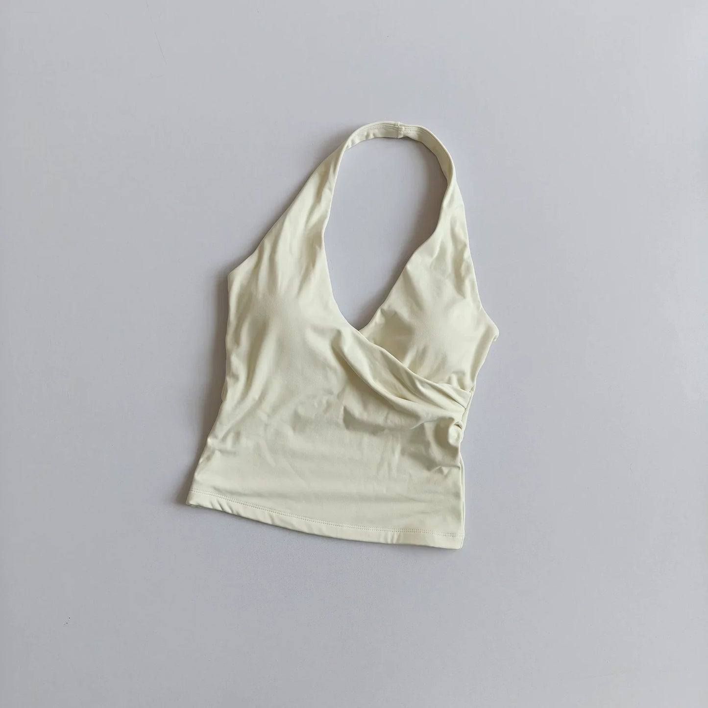 Women's Sexy V-Neck Fitness Bra Nude Sports Bra Hanging Neck Yoga Suit Vest Comfortable Breathable Gym Top for Active Wear