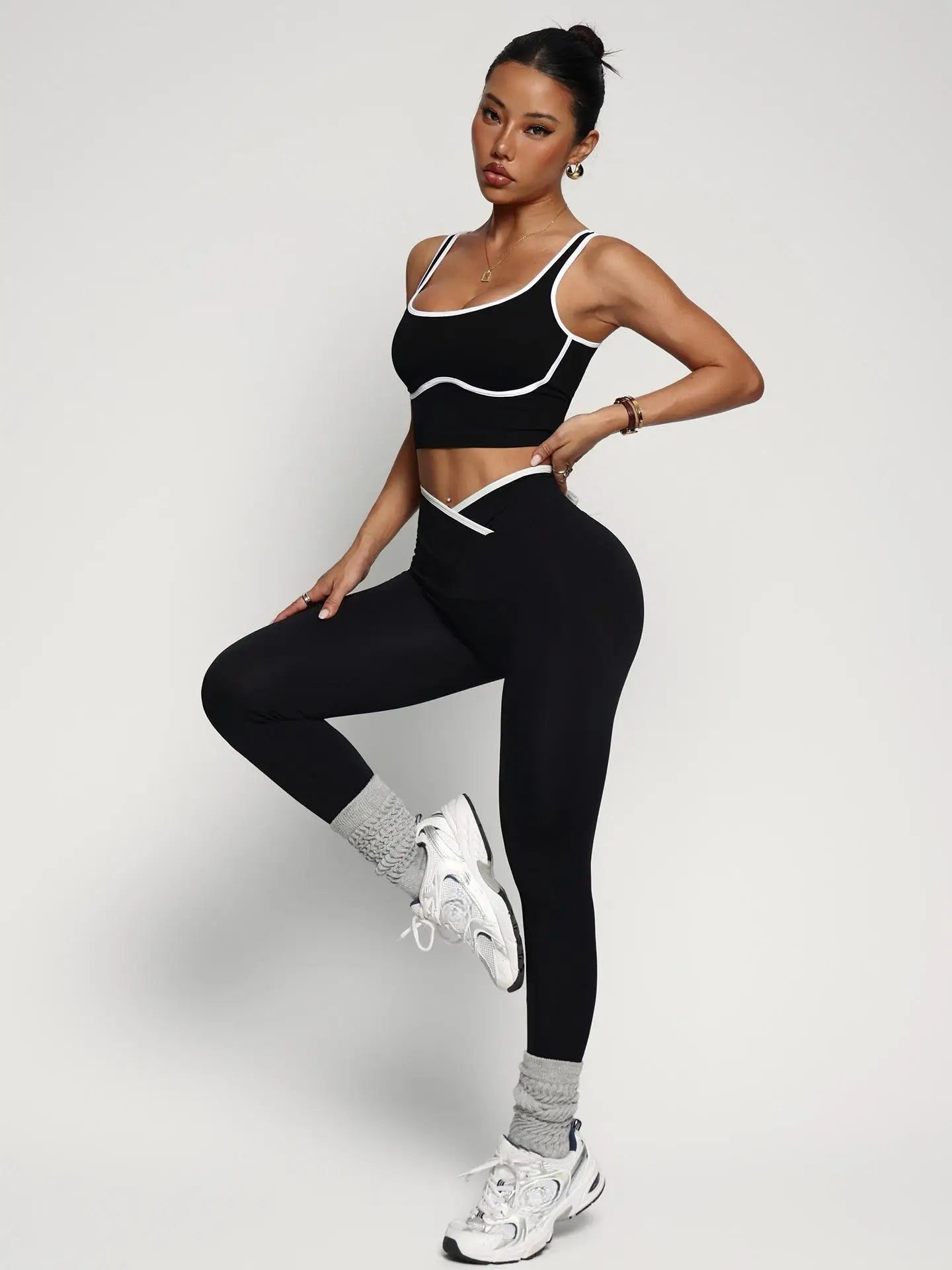 2-piece yoga exercise set, bra, vest, pants, fitness suit, yoga suit, women's high waist and hip lifting yoga suit set