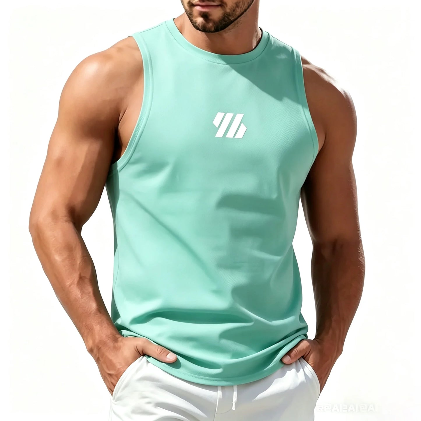 Men's Casual Fitness Tank Top Sportswear Sleeveless Shirt Male Mesh Breathable Tops Tee Sports Vest Undershirt Gyms Vest Men