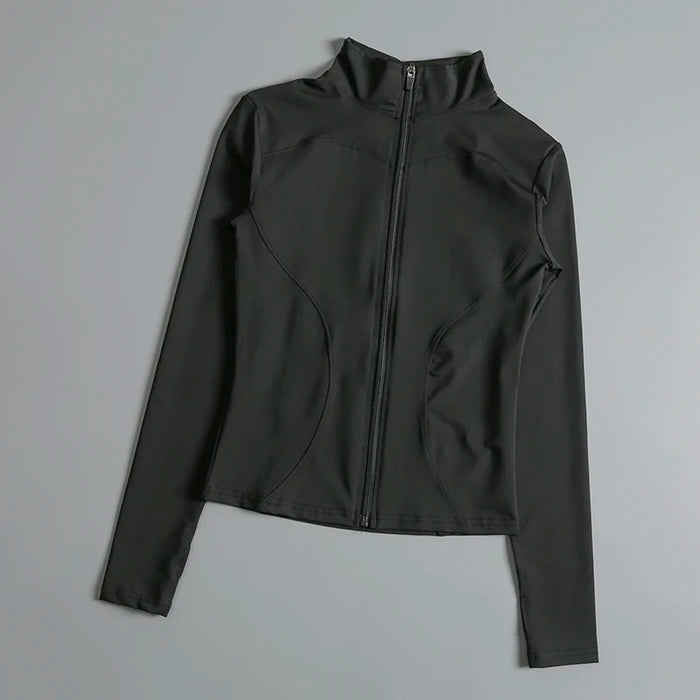 Women Zip Fitness Yoga Shirt Long Sleeve Sports Jacket Gym Top Activewear Running Coats Workout Clothes Woman