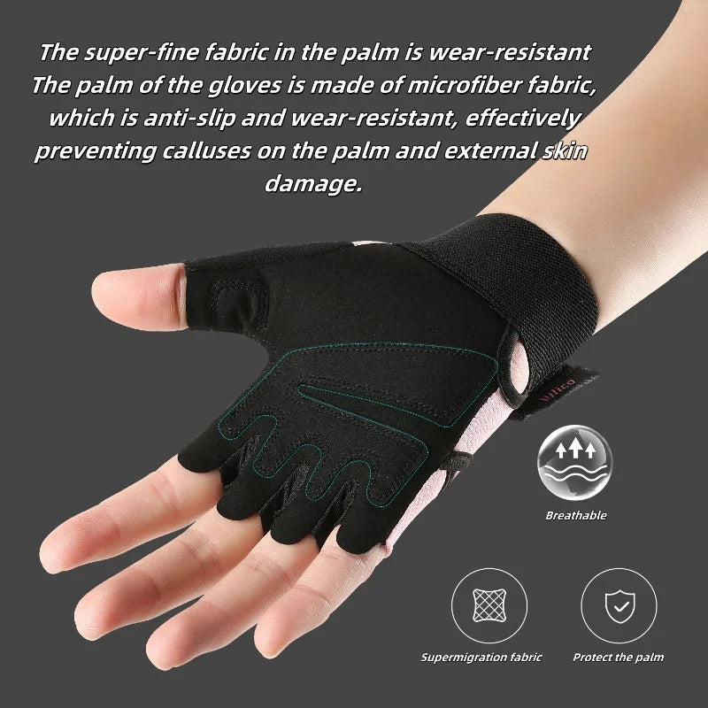 1Pair Training Sport Gloves for Men Women Workout Fitness Body Building Weightlifting Gym Hand Wrist Palm Protector Dumbbells Ha