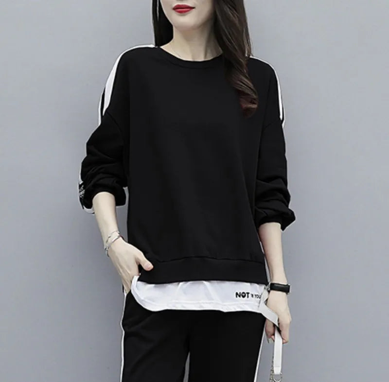 Fashionable Loose Sportswear Set Sweatshirt Long Pants Two-Piece Set Large Size Spring New Style Popular Casual Streetwear