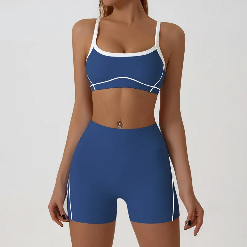 Yoga Sport Outfit For Woman Fitness Women's Two Pieces Short Pant Sets Suits Tracksuit Sportswear Woman Gym Yoga Workout Clothes