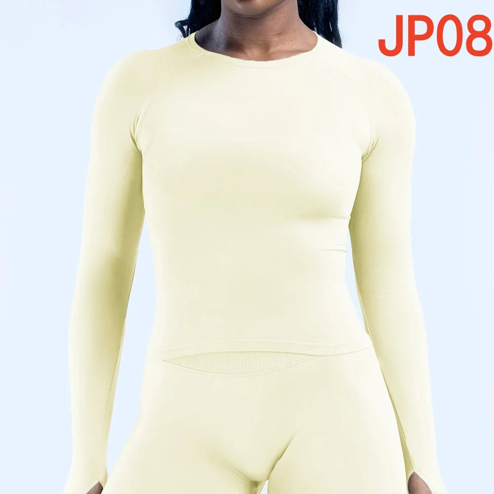 Yoga Set T-shirt Sets Impact Shorts Sleeve Tops Leggings Set Women Backless Long Sleeve Gym Suit Clothes Outfit Workout Bodysuit