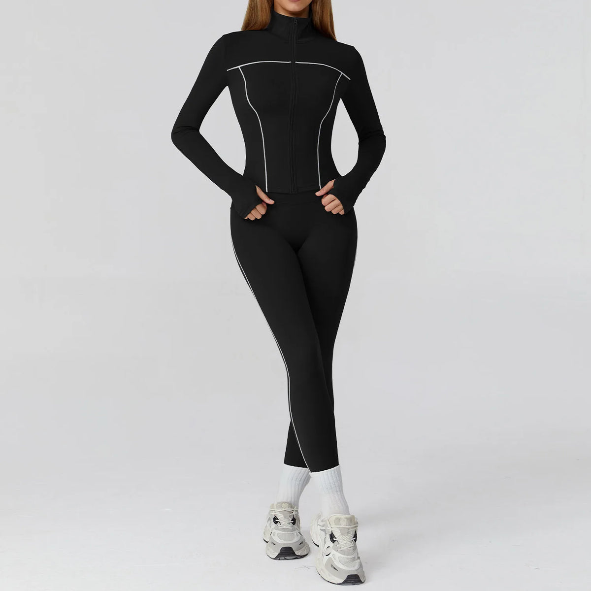3PCS Yoga Set Women Workout Set 2 Pieces Sportswear Yoga Suit Gym Clothing Fitness Zipper Long Sleeve Sports High Waist Leggings