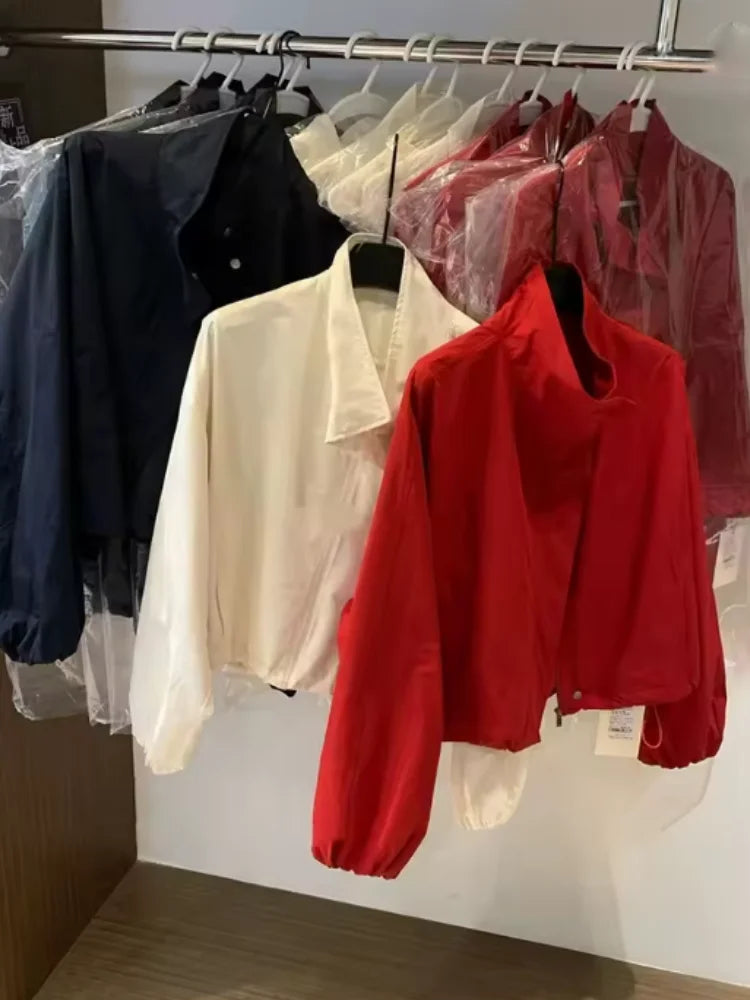 Fashion Casual Short Women's Jacket Spring Summer New Loose Windbreaker Sun Protection Zipper Commute Coat