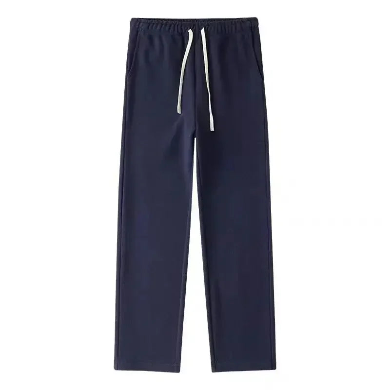 Casual Men Sweatpants Breathable Fashion Sportswear Drawstring Wide Leg Straight Track Pants Cotton Casual Loose Trousers Male