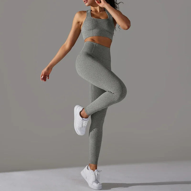 2 Piece Women's Yoga Outfit Set Sports Leggings And Elastic Vest Gym Workout Clothing Sexy Pants for Fitness And Pilates