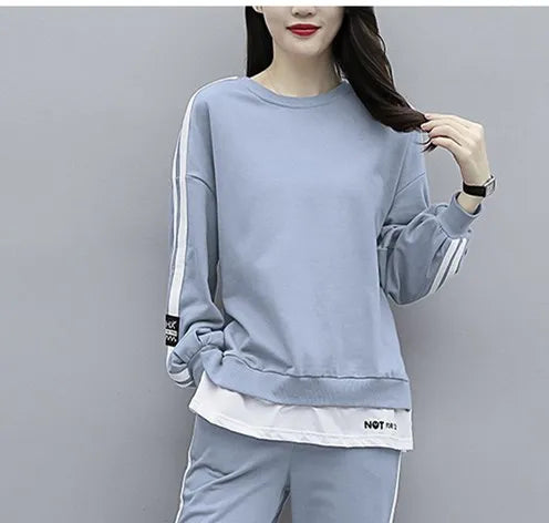 Casual Sportswear Set for Women Spring Autumn New Style Loose Fashionable Large Size Trendy Sweatshirt Best Friend Outfit