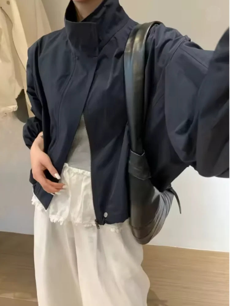 Fashion Casual Short Women's Jacket Spring Summer New Loose Windbreaker Sun Protection Zipper Commute Coat