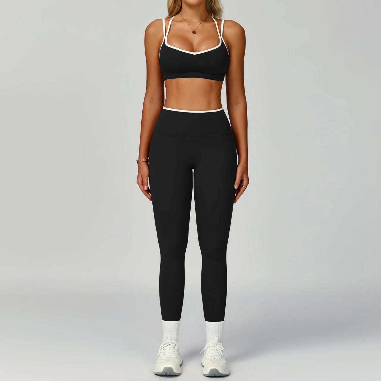Yoga Sets 2 Pieces Workout Outfits Gym Tracksuit Fitness Sportswear High Waist Leggings Sports Bra Athletic Wear Women Clothes