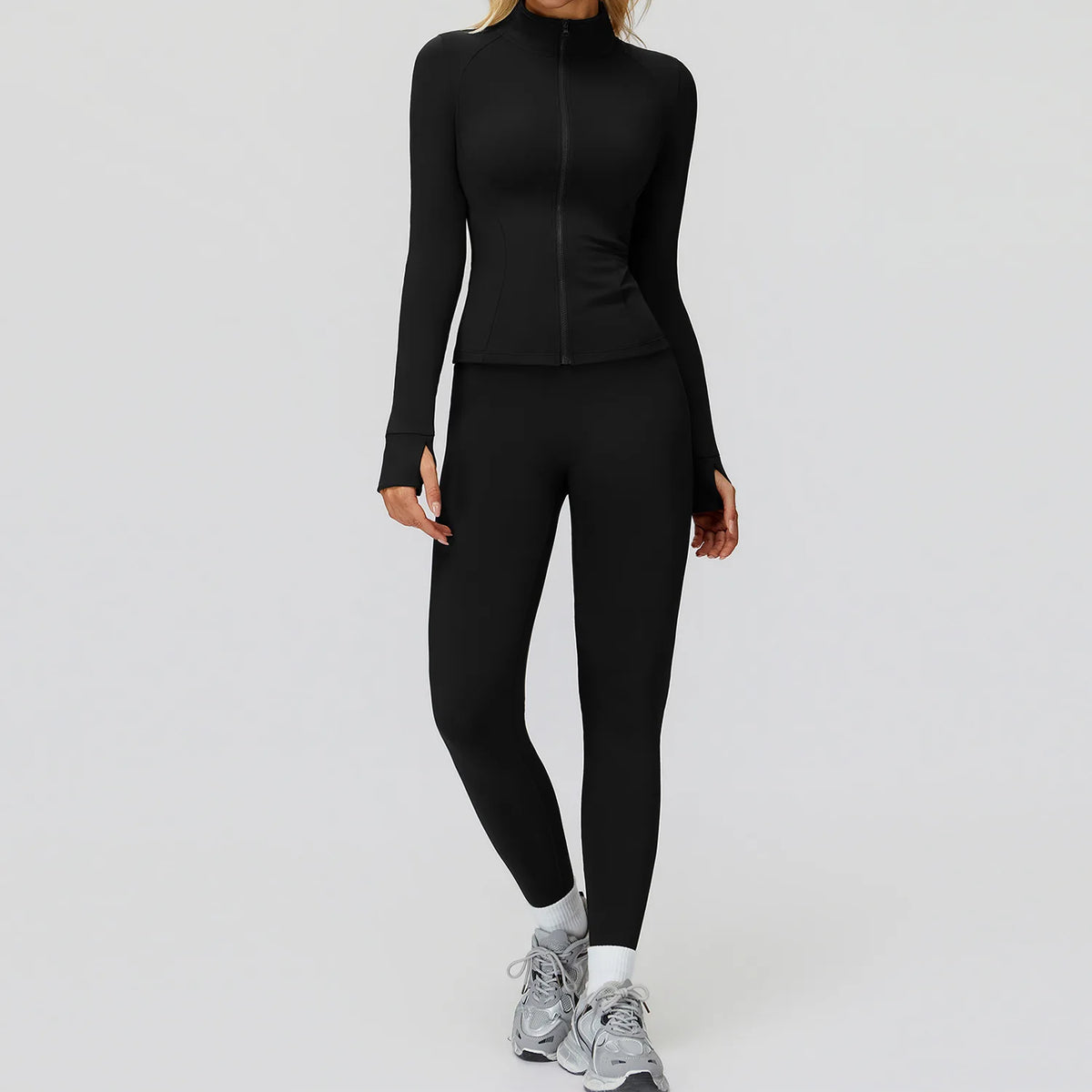 Yoga Clothes Set 2PCS Sportswear Gym Outfits Women Sports Set High Waist Fitness Leggings Running Long Sleeved Workout Tracksuit
