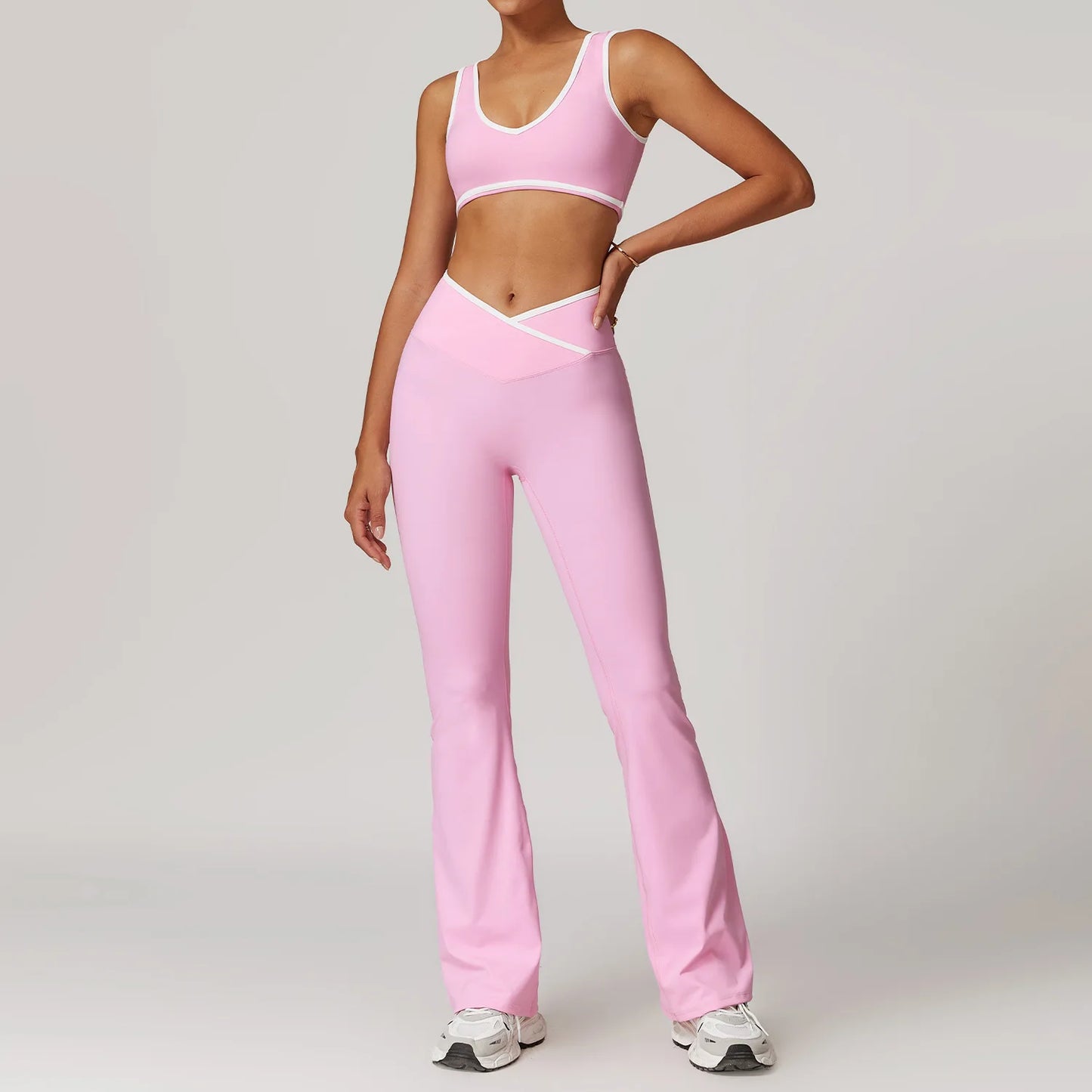 Yoga Set 2 Pieces Workout Outfits Fitness Sportswear Gym Tracksuit High Waist Leggings Sports Bra Athletic Wear Women Clothes