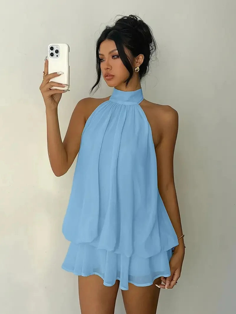 Women's Casual Dresses Woman Clothes Elegant Party Solid-color Beachwear Slim-fitting Sexy Backless Skirt Dress Female Clothing