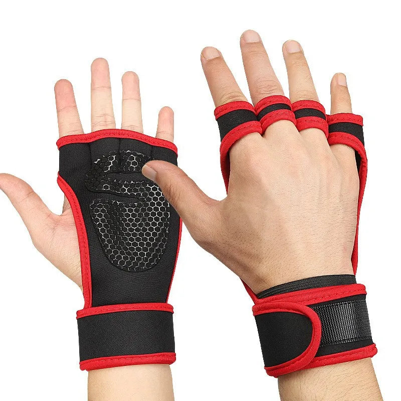 1Pair Training Sport Gloves for Men Women Workout Fitness Body Building Weightlifting Gym Hand Wrist Palm Protector Dumbbells Ha