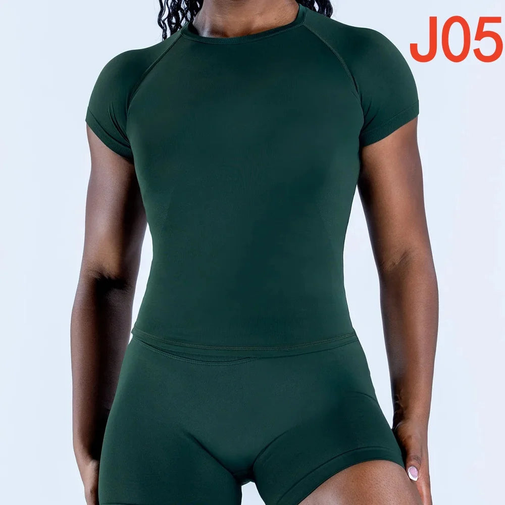 Yoga Set T-shirt Sets Impact Shorts Sleeve Tops Leggings Set Women Backless Long Sleeve Gym Suit Clothes Outfit Workout Bodysuit