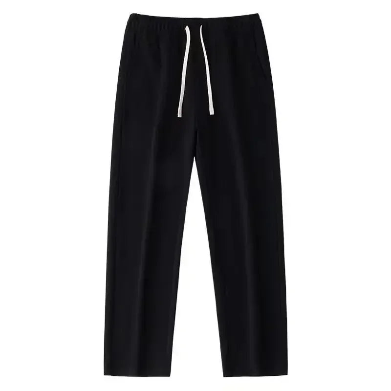 Casual Men Sweatpants Breathable Fashion Sportswear Drawstring Wide Leg Straight Track Pants Cotton Casual Loose Trousers Male