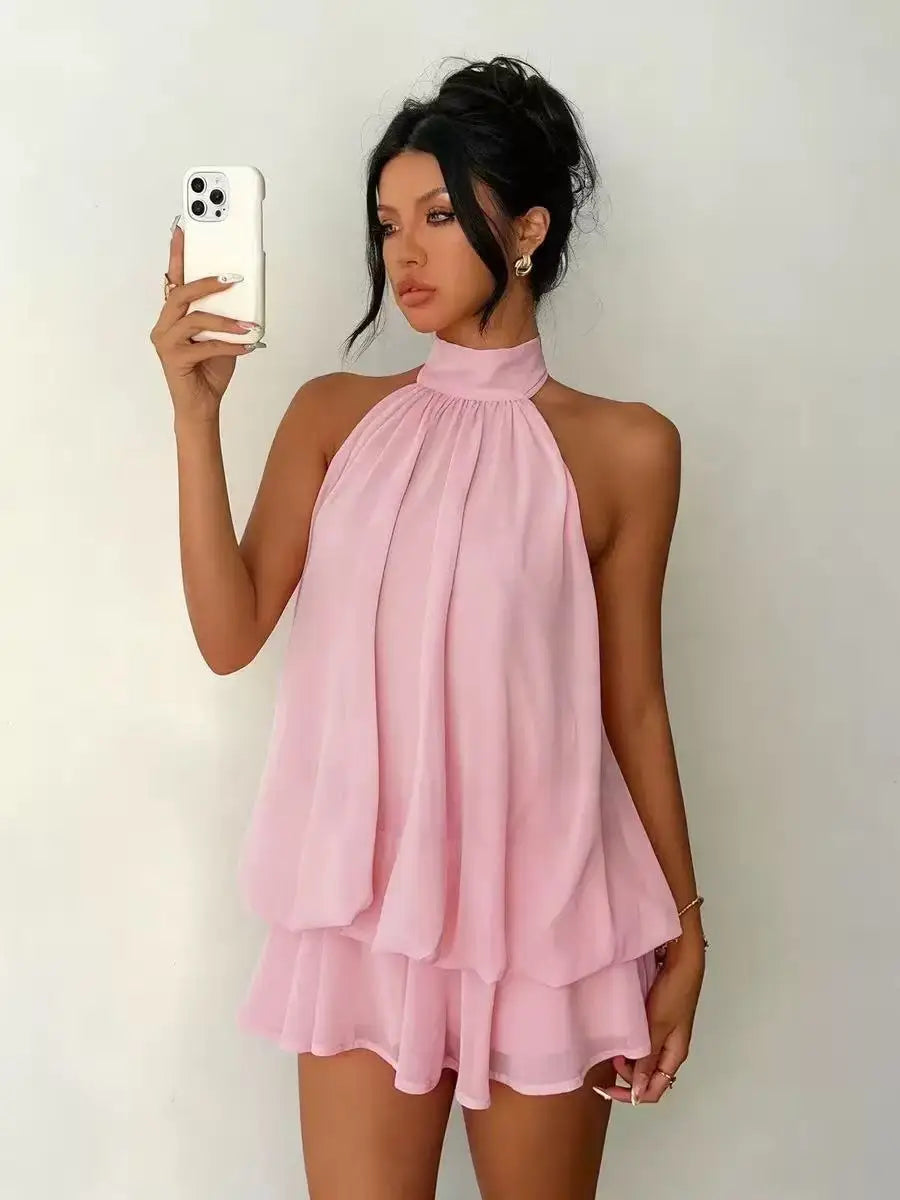 Women's Casual Dresses Woman Clothes Elegant Party Solid-color Beachwear Slim-fitting Sexy Backless Skirt Dress Female Clothing
