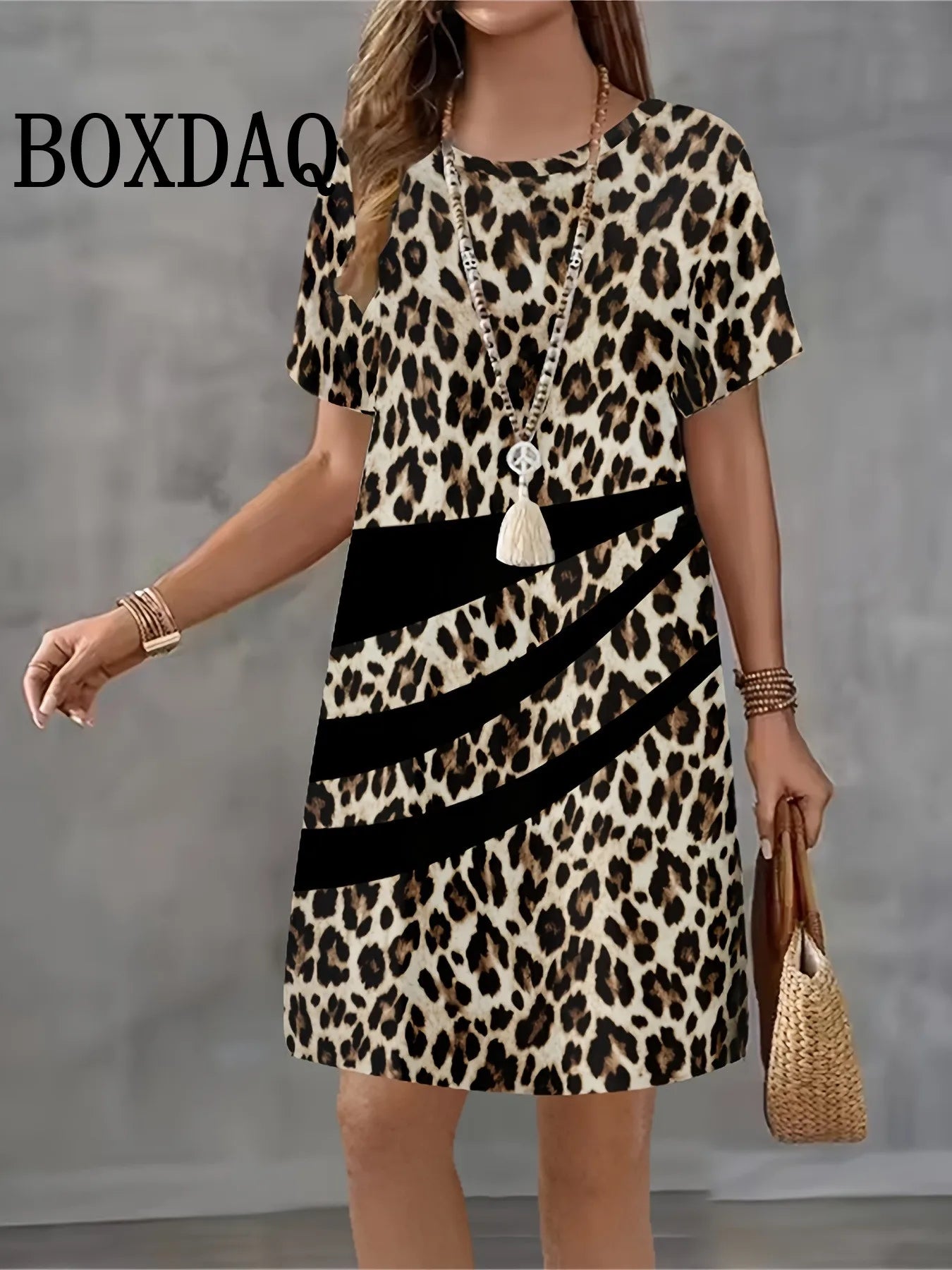 Casual Elegant Women Dresses Fashion Loose Mini Dress Short Sleeve Pullover Female Clothing Summer Striped Print Dress Plus Size