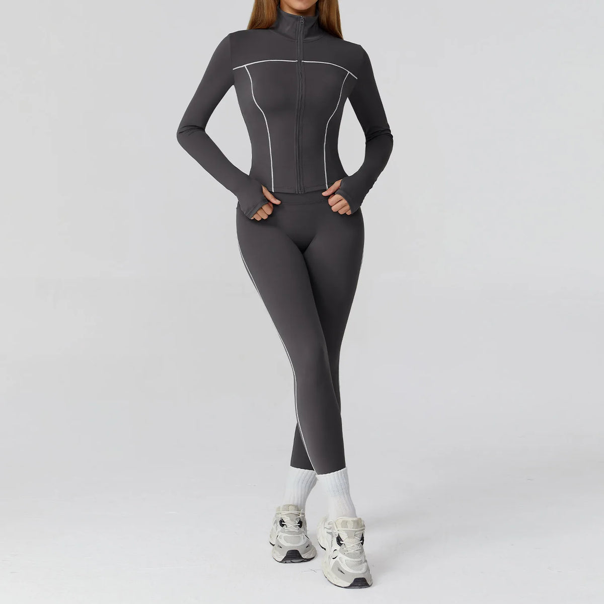 3PCS Yoga Set Women Workout Set 2 Pieces Sportswear Yoga Suit Gym Clothing Fitness Zipper Long Sleeve Sports High Waist Leggings