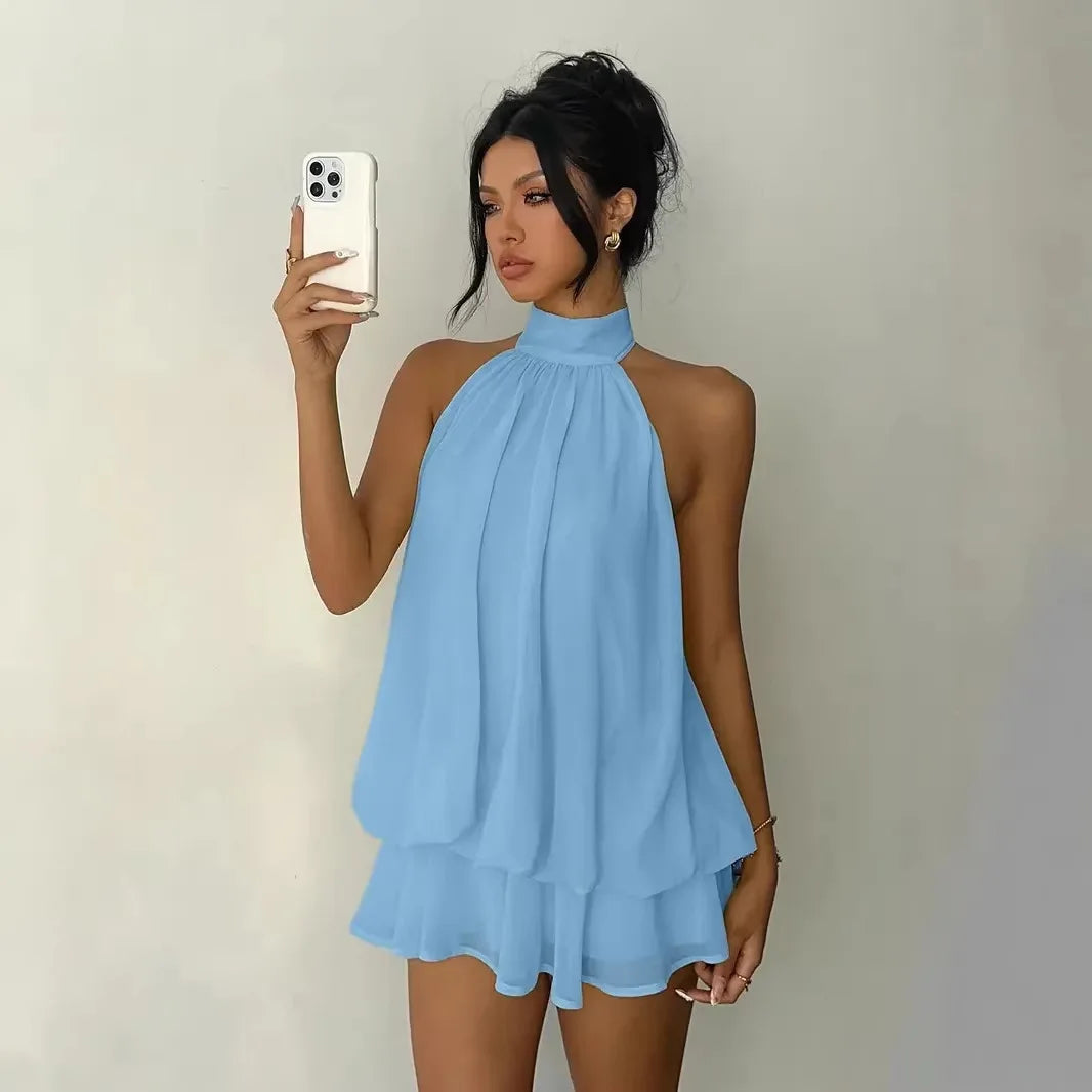 Women's Casual Dresses Woman Clothes Elegant Party Solid-color Beachwear Slim-fitting Sexy Backless Skirt Dress Female Clothing