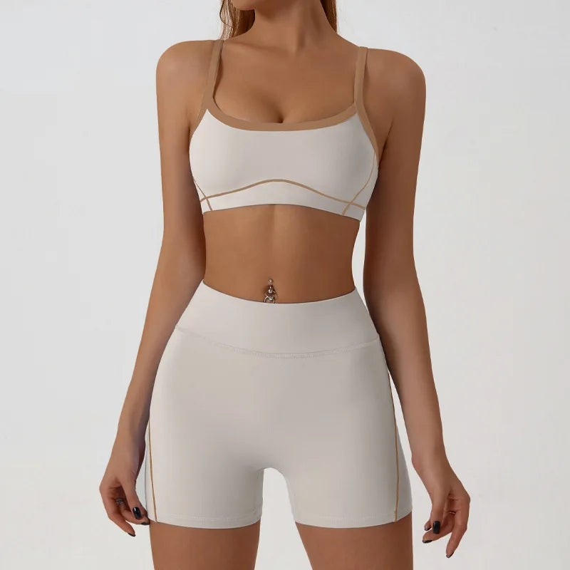 Yoga Sport Outfit For Woman Fitness Women's Two Pieces Short Pant Sets Suits Tracksuit Sportswear Woman Gym Yoga Workout Clothes