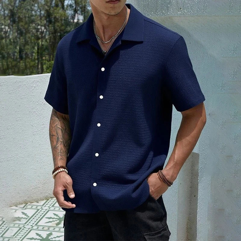 Men's Casual Shirt Summer Short Sleeve Male Clothing Hip Hop Streetwear Plus Tops Black White Tee Fashion Baggy Shirt For Men