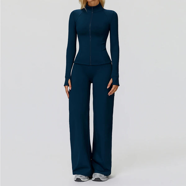 Yoga Clothes Set 2PCS Sportswear Gym Outfits Women Sports Set High Waist Fitness Leggings Running Long Sleeved Workout Tracksuit