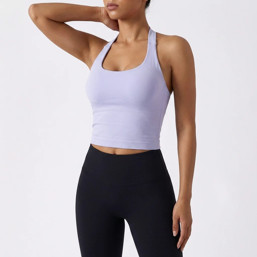 Women's Sexy Seamless Yoga Vest Fitness Bra Sports Bra Hanging Neck Yoga Vest Breathable Pilates Top Gym Top for Active Wear