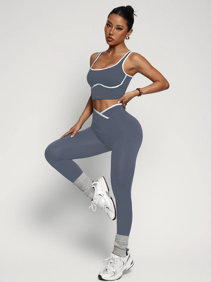 2-piece yoga exercise set, bra, vest, pants, fitness suit, yoga suit, women's high waist and hip lifting yoga suit set