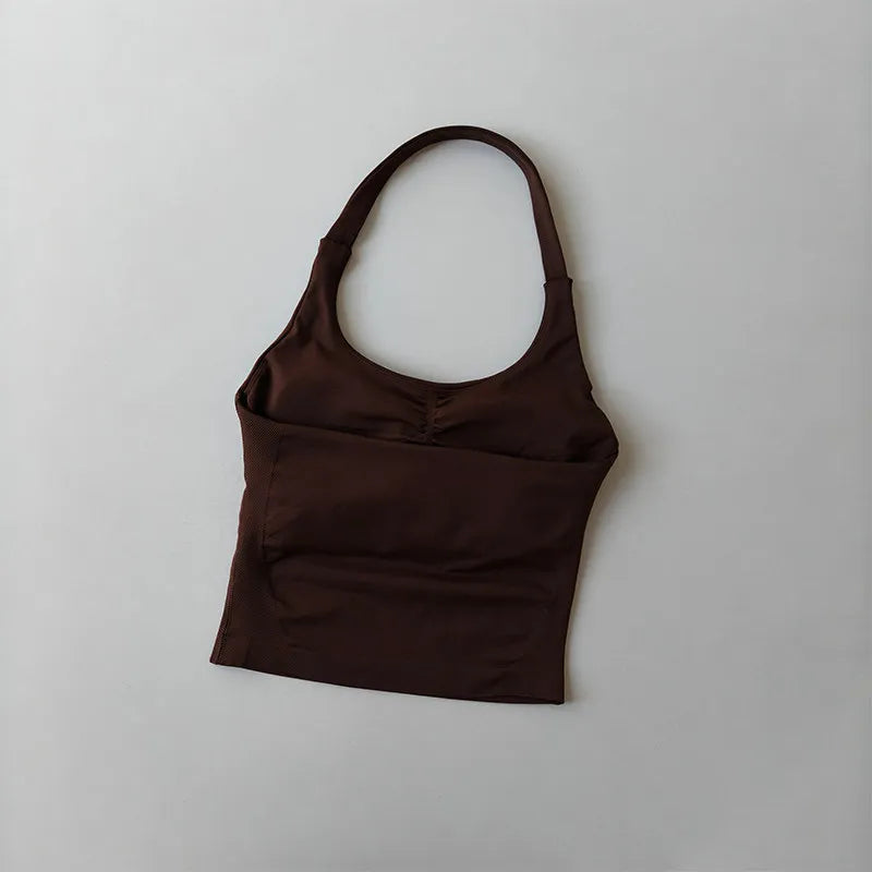 Women's Sexy Seamless Yoga Vest Fitness Bra Sports Bra Hanging Neck Yoga Vest Breathable Pilates Top Gym Top for Active Wear