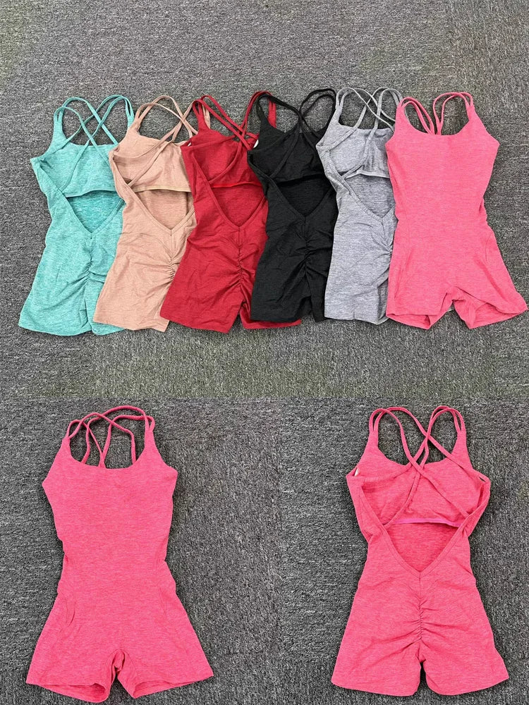 New Pad Active Wear Gym Yoga Set Women Fitness Scrunch Legging Women Workout Female Sports Outfit Suits Exercise Jumpsuit