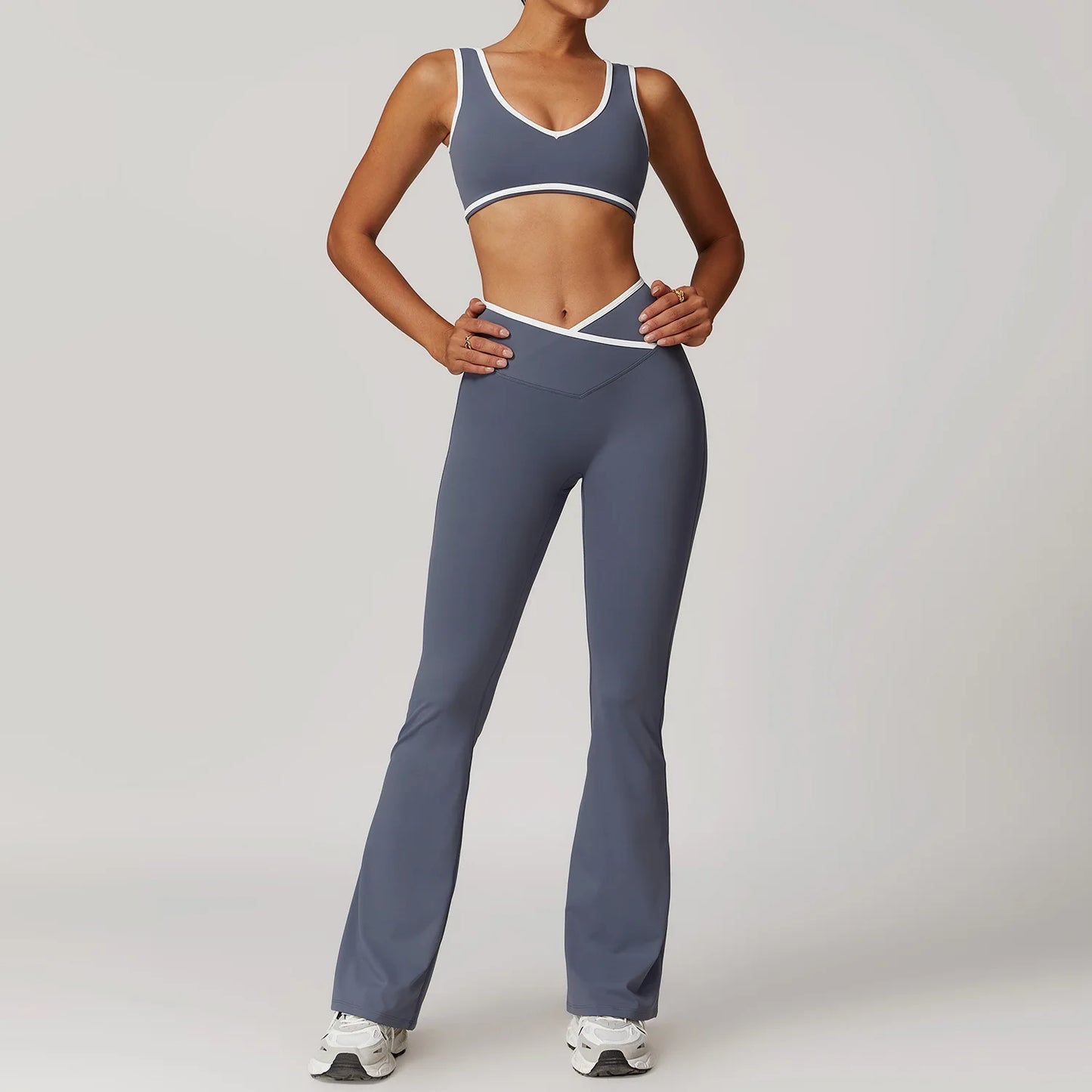 Yoga Set 2 Pieces Workout Outfits Fitness Sportswear Gym Tracksuit High Waist Leggings Sports Bra Athletic Wear Women Clothes