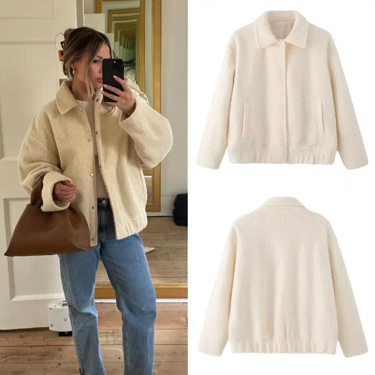 Casual Jacket, Loose Coat for Women, Fashionable Lazy Soft Jacket, Women's Retro Wool Coat, Women's Short Jacket