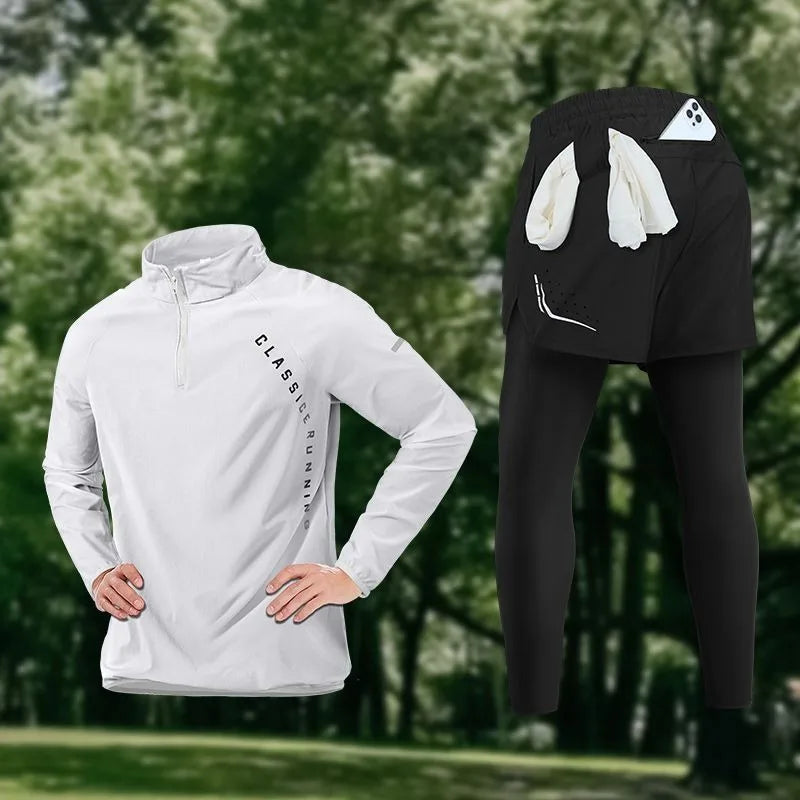 Men's Gym Sets Outdoor Sports Tops Pants Trendy Youth Windbreaker Breathable Tracksuits Jogging Training Wear Quality Clothing